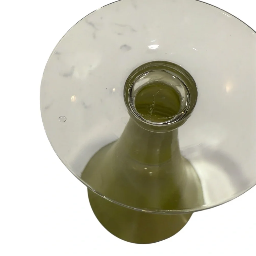 Lemon Yellow Ombre Conical Beer Martini Glasses Art Glass. Vintage Set of 2